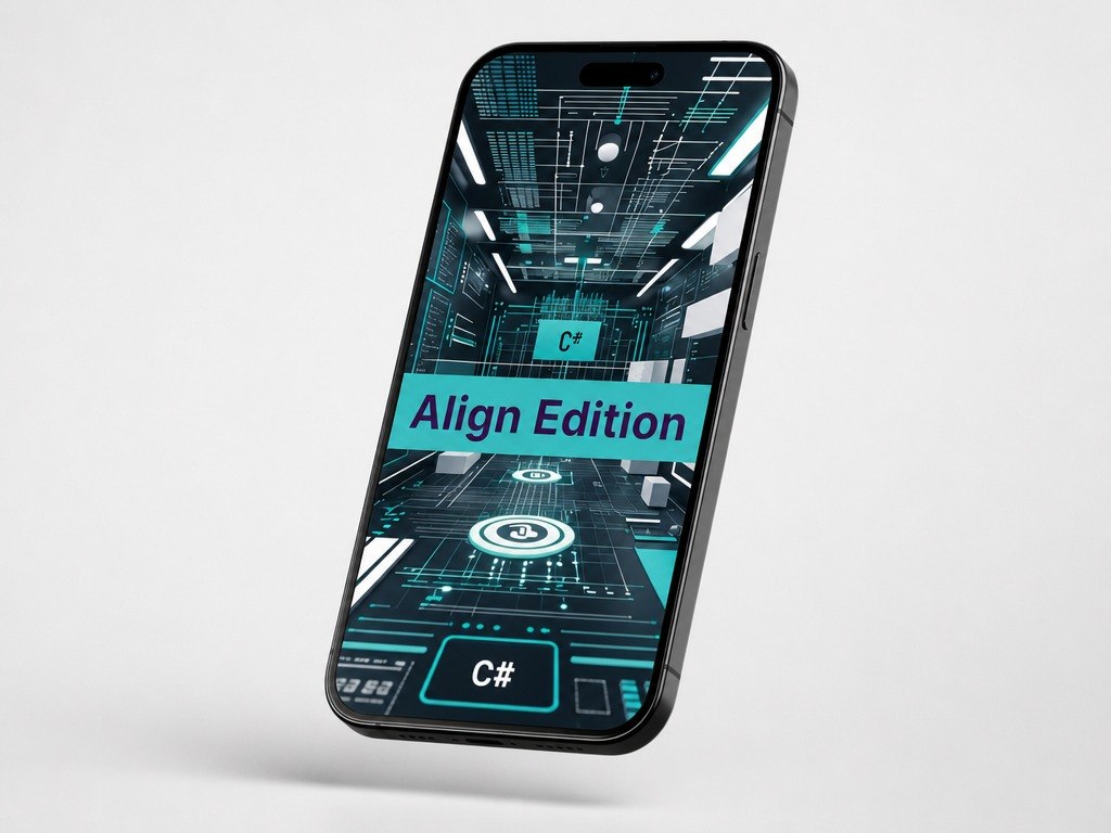 Smartphone with a futuristic interface on a light gray background