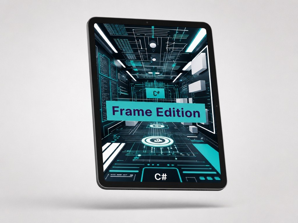 Tablet with a futuristic interface design on the screen