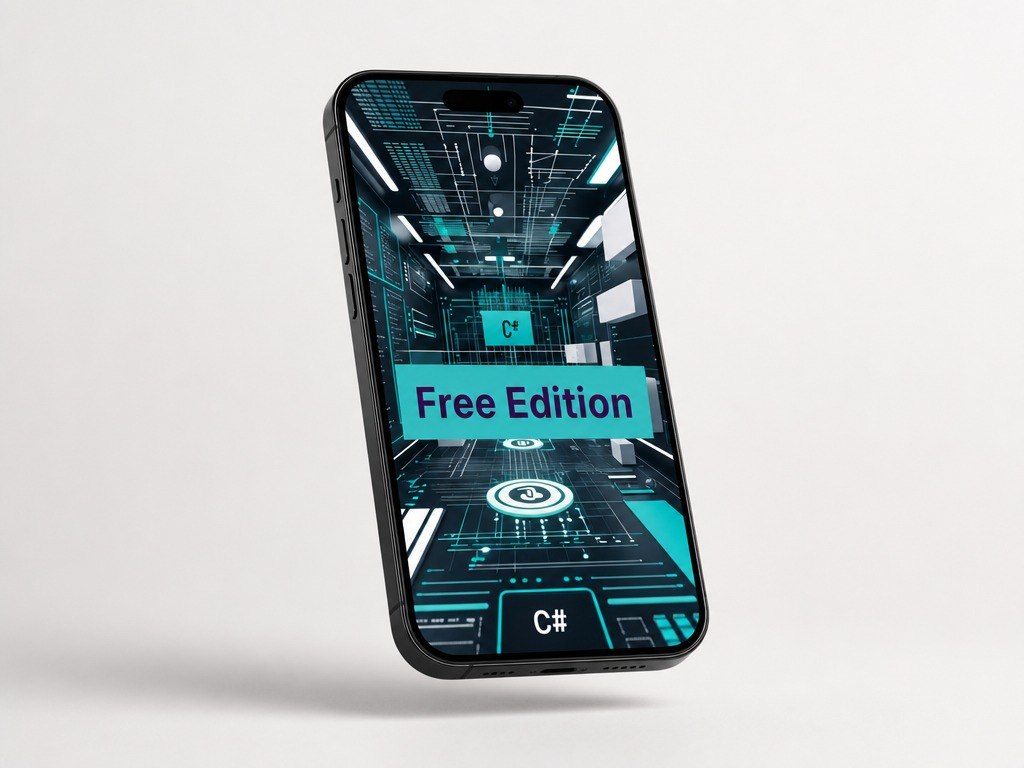 Phone with a futuristic interface design on a light gray background