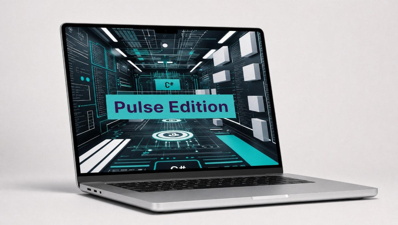 Laptop with 'Pulse Edition' on screen against a white background
